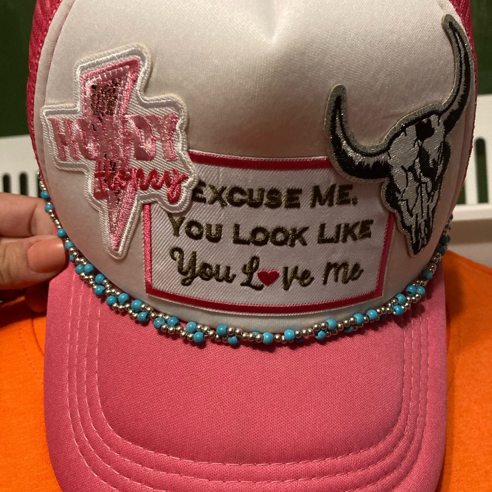 Pink and White Cap trucker hat